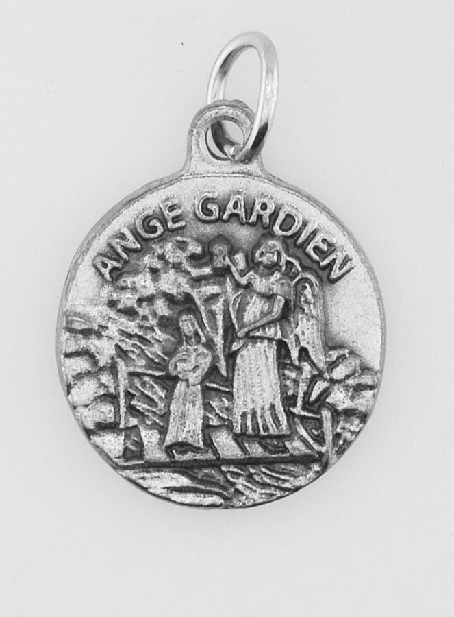Médaille Ange gardien Protecteur en Métal Argenté - 18mm (pic 3)