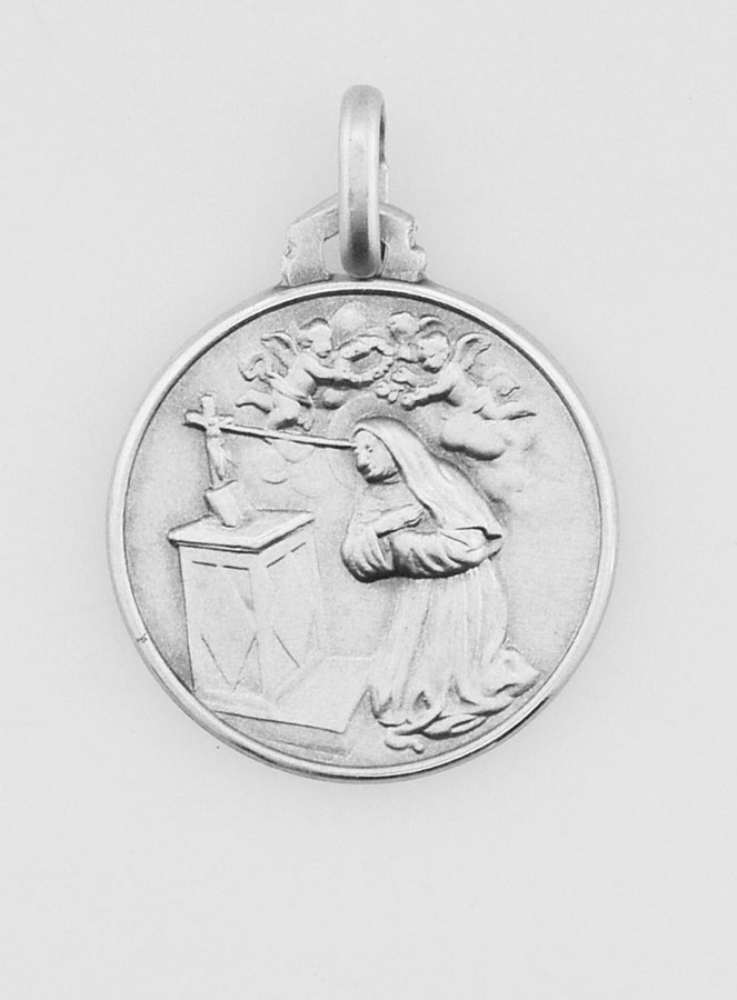 Médaille Sainte Rita en Argent Massif - 18mm (pic 1)