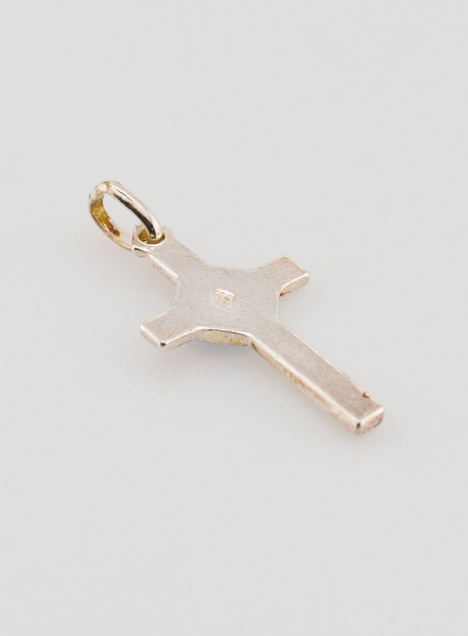 Pendentif Croix en Argent Massif et Email bleu - 20mm (pic 4)