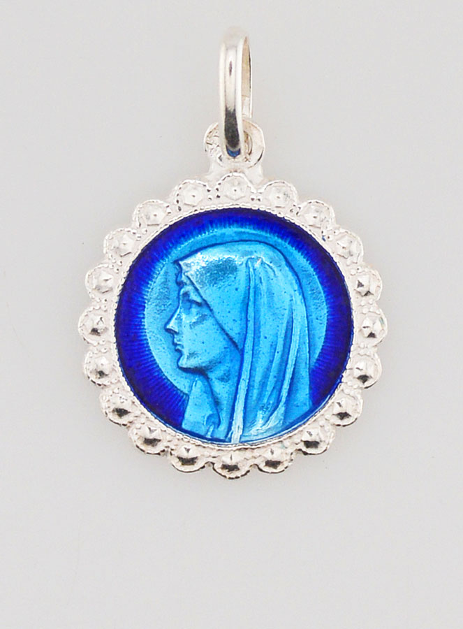Médaille Sainte Vierge Marie en Argent et Email -16mm (pic 1)