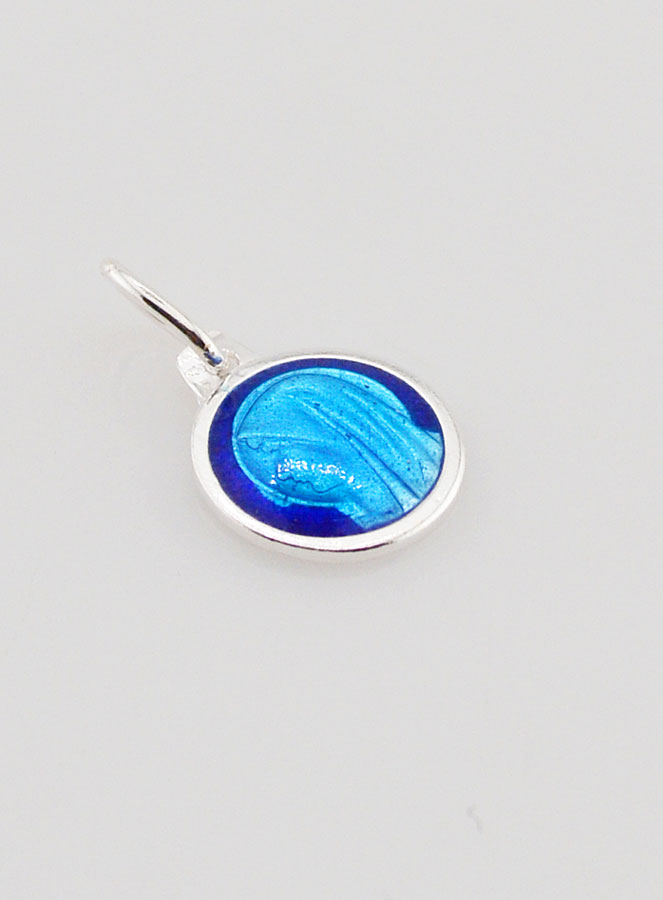 Médaille Profil Vierge Marie - Argent et Email Bleu - 10mm (pic 2)