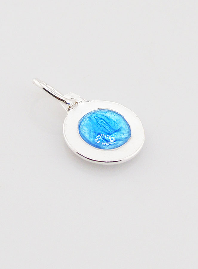 Médaille Profil Vierge Marie - Argent et Email Bleu - 10mm (pic 3)