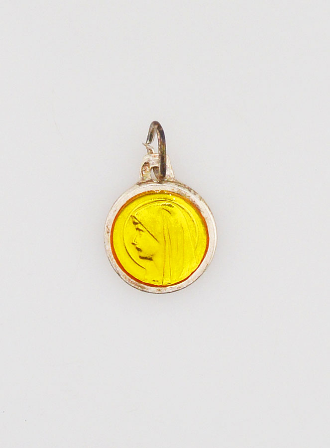 Médaille Vierge Marie Jaune - Argent et Email - 10mm (pic 1)