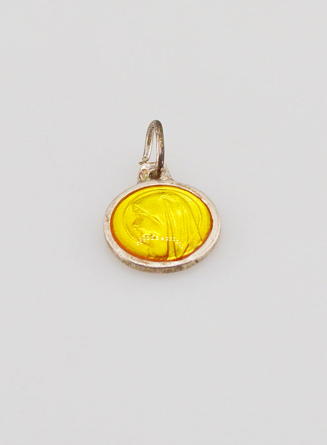 Médaille Vierge Marie Jaune - Argent et Email - 10mm (pic 2)