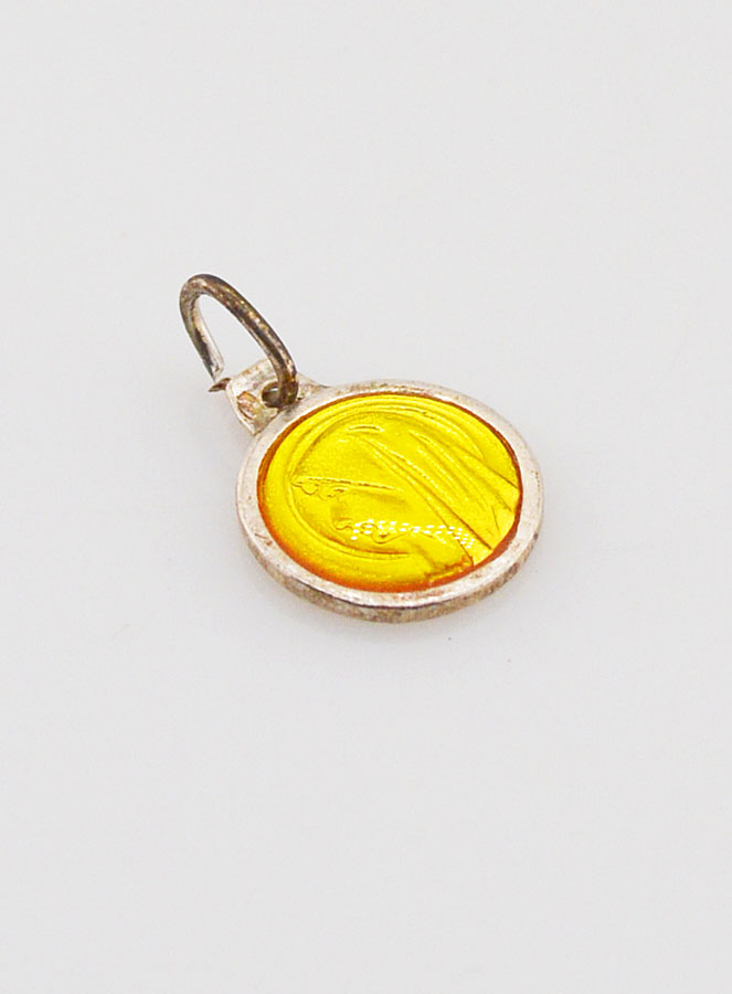 Médaille Vierge Marie Jaune - Argent et Email - 10mm (pic 3)