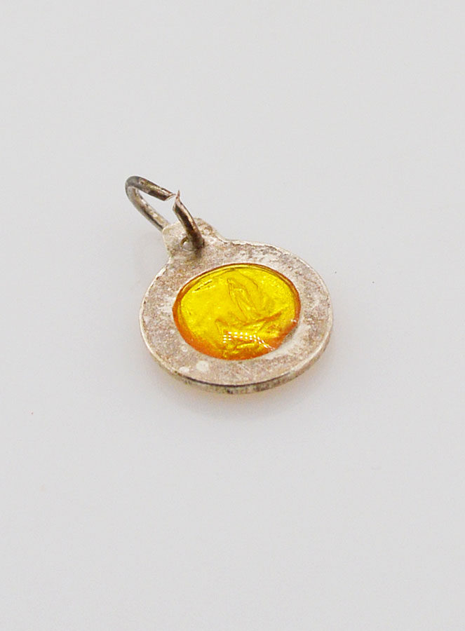 Médaille Vierge Marie Jaune - Argent et Email - 10mm (pic 4)