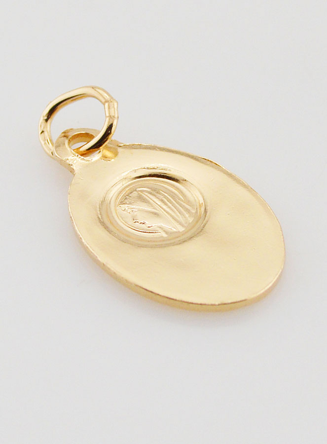 Médaille Notre Dame de Lourdes Ovale en Plaqué Or - 19mm (pic 4)