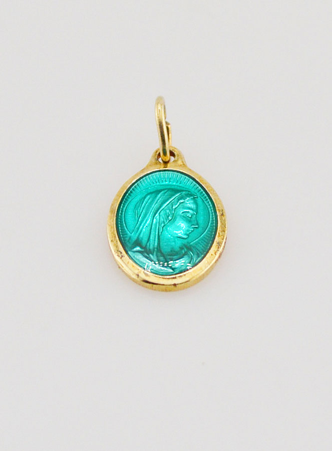 Médaille Vierge Marie en Prière 12mm - Couleur Bleue (pic 2)