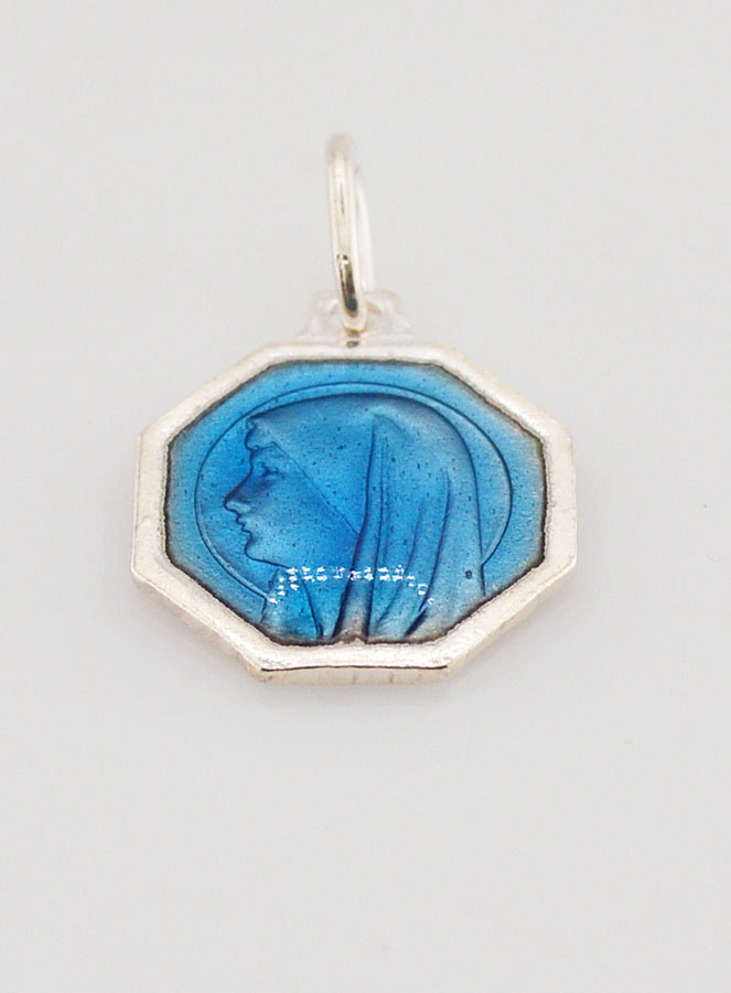 Médaille Ste Vierge Marie Email Bleu - 15mm (pic 2)