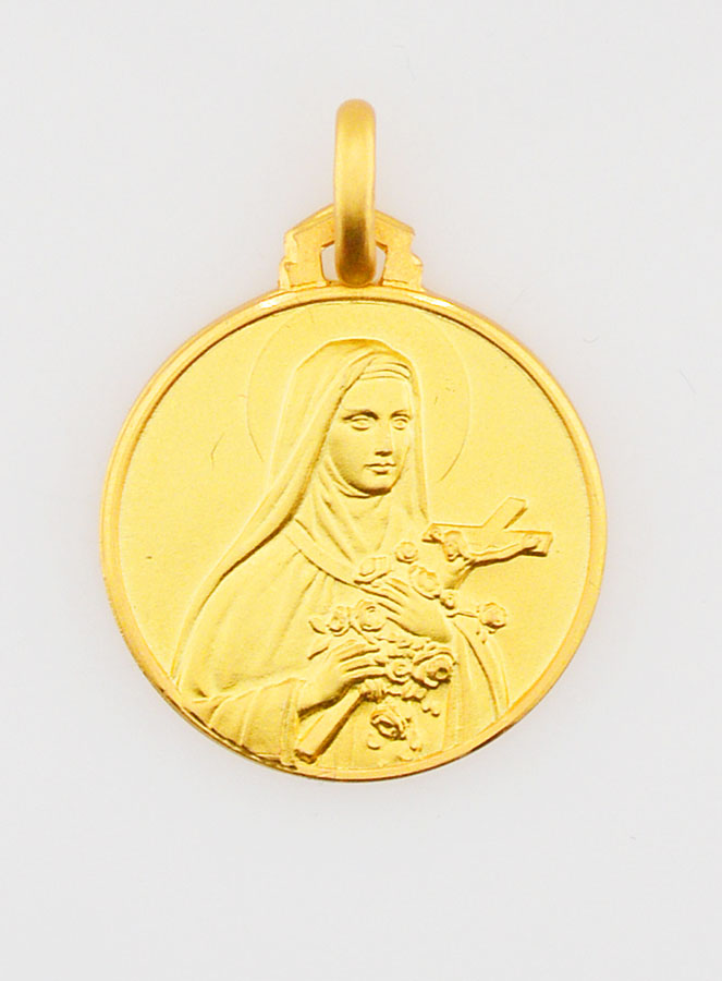 Médaille Sainte Thérèse en Plaqué Or - 18mm (pic 1)