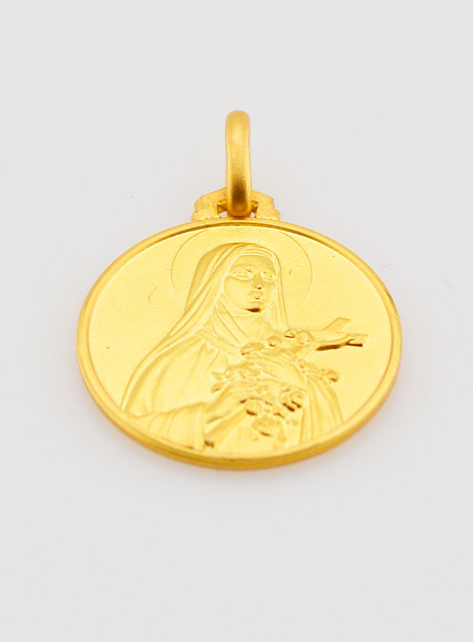 Médaille Sainte Thérèse en Plaqué Or - 18mm (pic 2)