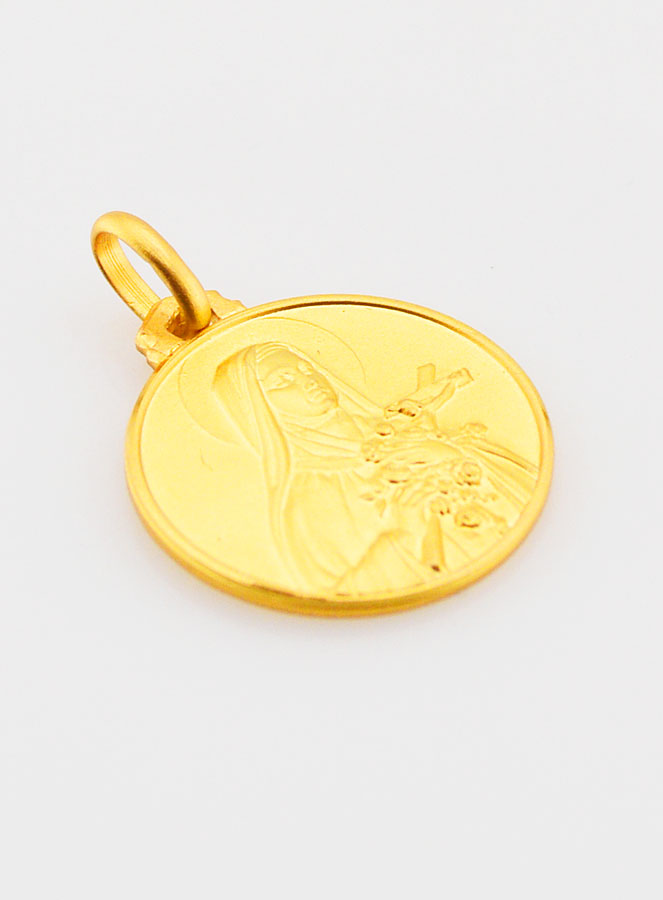 Médaille Sainte Thérèse en Plaqué Or - 18mm (pic 3)