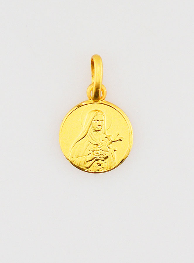 Médaille Sainte Thérèse en Plaqué Or - 10mm (pic 1)