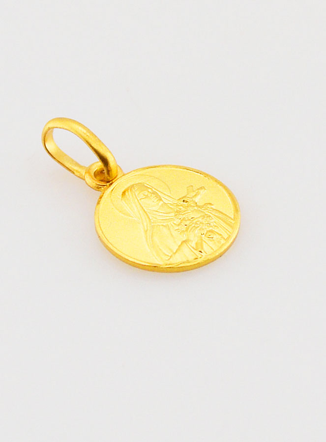 Médaille Sainte Thérèse en Plaqué Or - 10mm (pic 3)