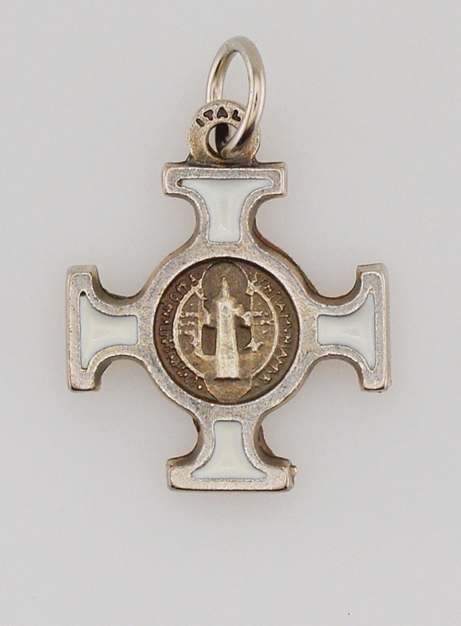 Pendentif Croix de Saint Benoit Métal - Blanc - 2cm (pic 2)