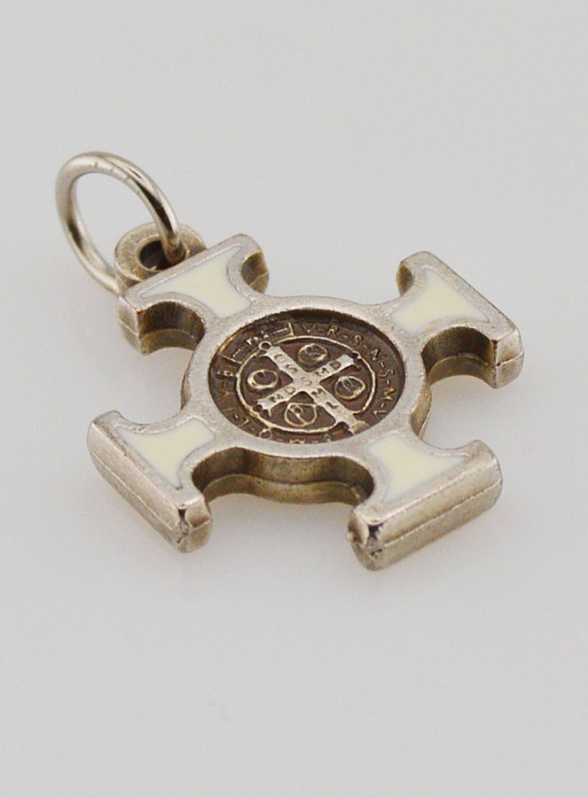 Pendentif Croix de Saint Benoit Métal - Blanc - 2cm (pic 3)