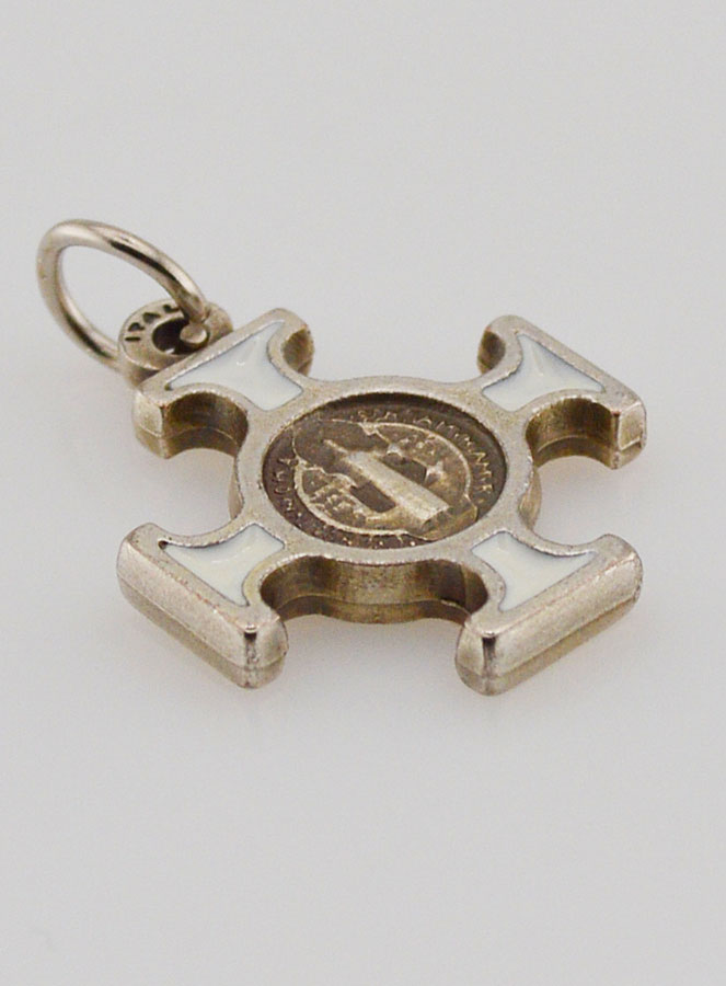 Pendentif Croix de Saint Benoit Métal - Blanc - 2cm (pic 4)