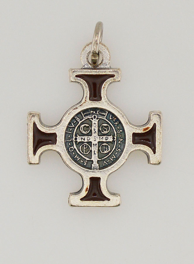 Pendentif Croix de Saint Benoit Métal - Marron - 2cm (pic 1)