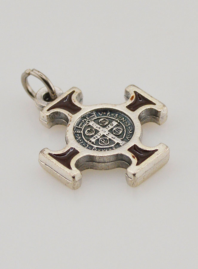 Pendentif Croix de Saint Benoit Métal - Marron - 2cm (pic 4)