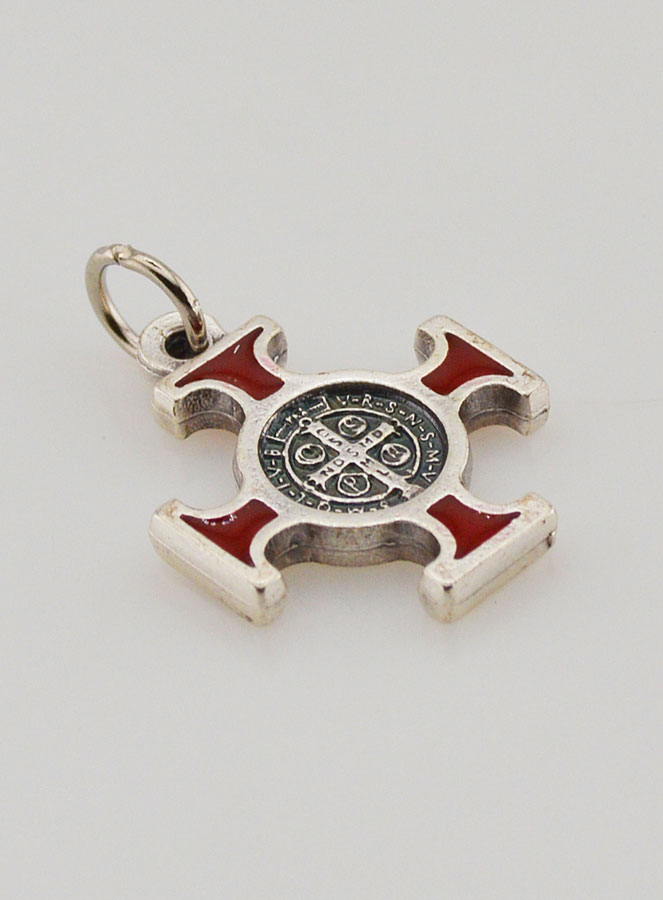 Pendentif Croix de Saint Benoit Métal - Rouge - 2cm (pic 3)