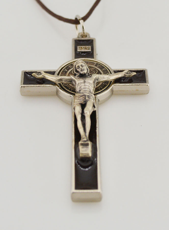Pendentif Croix de Saint Benoit - Marron - 8cm (pic 2)