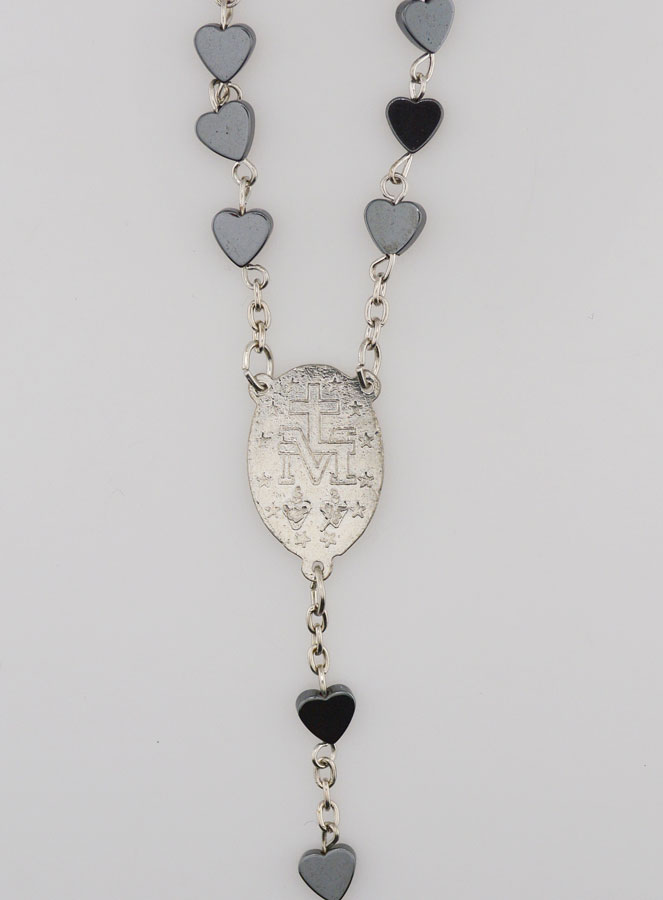 Chapelet Mode Coeur en Hématite - Médaille Miraculeuse (pic 4)