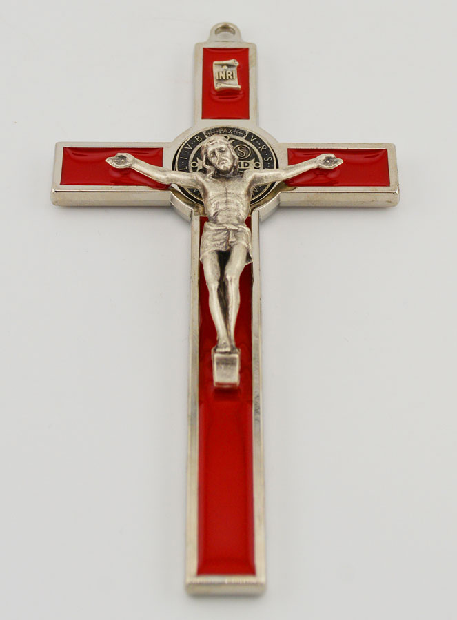 Crucifix Croix de Saint Benoit - Métal Rouge (pic 2)