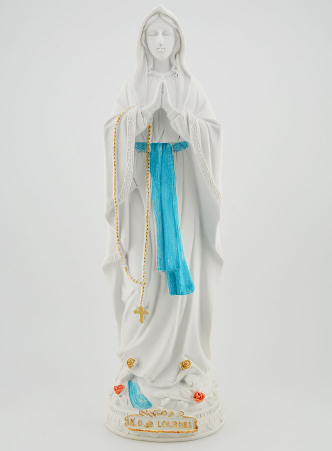 Statue Vierge Marie de Lourdes et son Chapelet Doré - 30cm (pic 1)