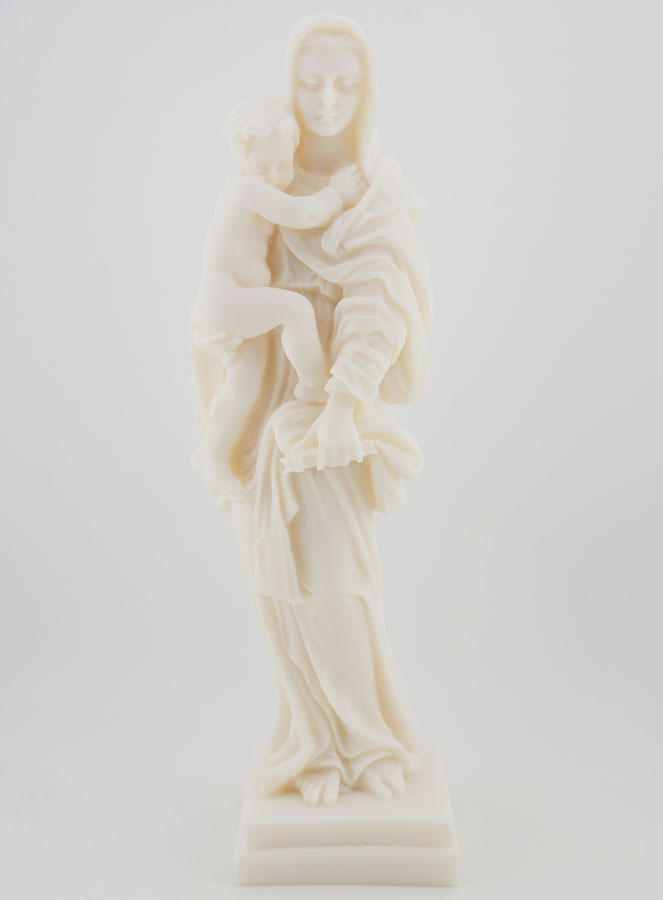Statue Vierge à l'Enfant Jésus en Albâtre - 25cm (pic 1)