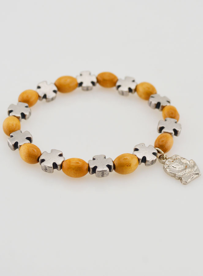 Bracelet Chapelet Bois et Croix Argent (pic 3)