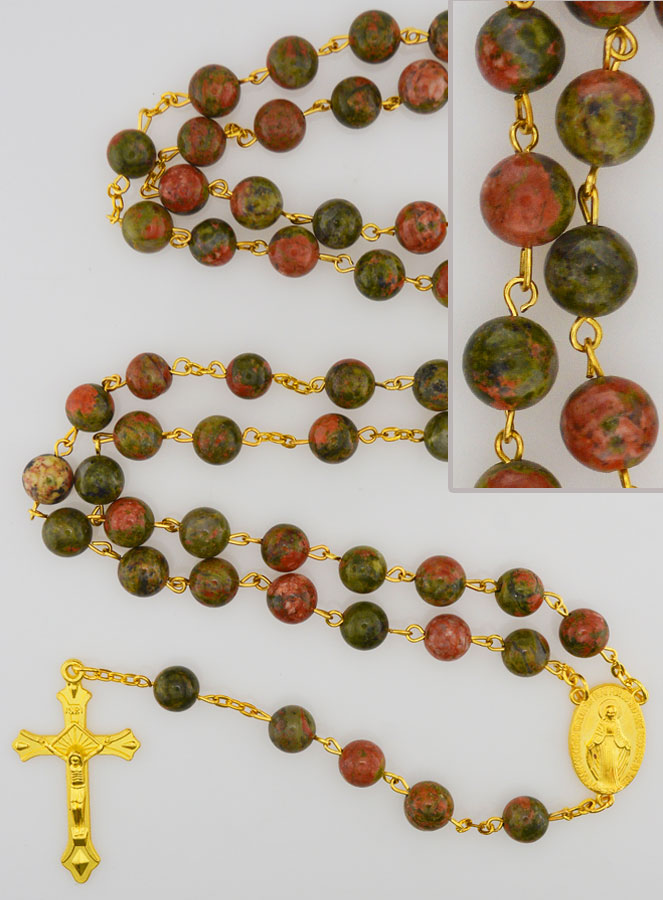 Chapelet Style Unakite et Chaîne Or (pic 1)