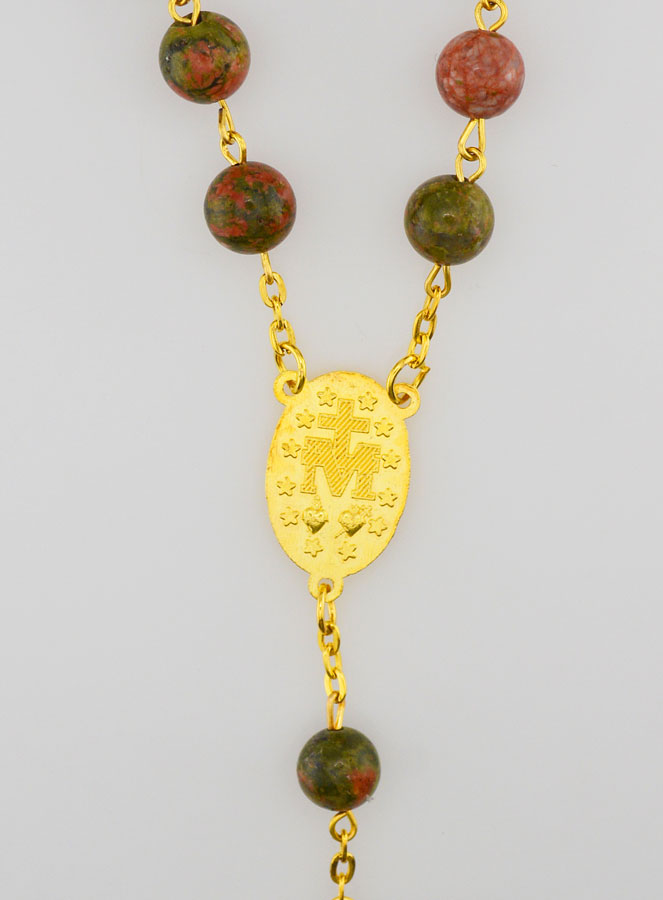 Chapelet Style Unakite et Chaîne Or (pic 4)