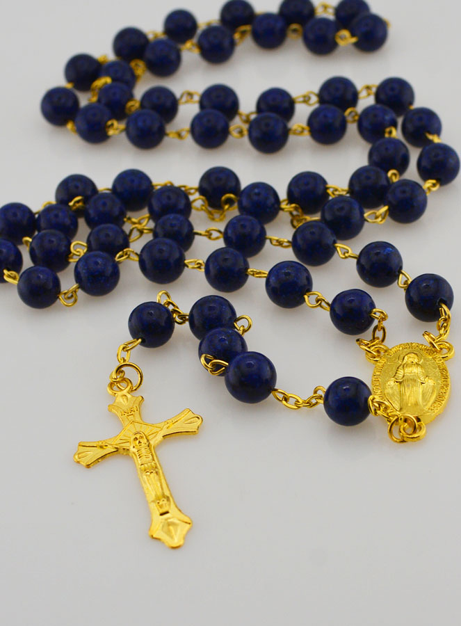 Chapelet Style Lapis Lazuli et Chaîne Or (pic 2)