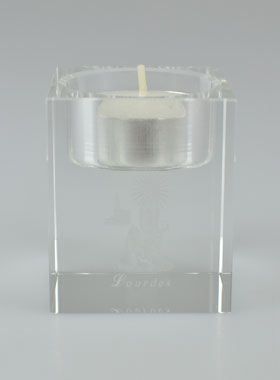 Bougeoir en Verre Notre Dame de Lourdes - 6 cm (pic 1)