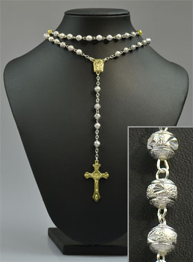 Chapelet Collier Mode en Argent et Plaqué Or (pic 1)