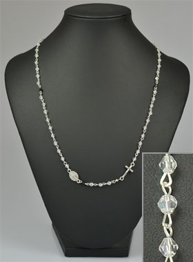 Chapelet Collier Mode en Perles de Cristal Blanc (pic 1)