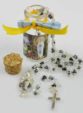 Chapelet de Communion en Perles de Cristal Noir (pic 1)