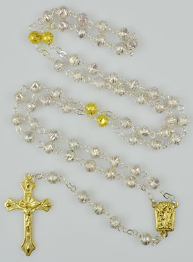Chapelet Plaqué Or en Perles Sablées Argent et Or (pic 1)