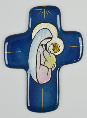 Croix Vierge à l'Enfant Jésus en Emaux (pic 1)
