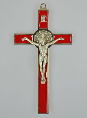 Crucifix Croix de Saint Benoit - Métal Rouge (pic 1)