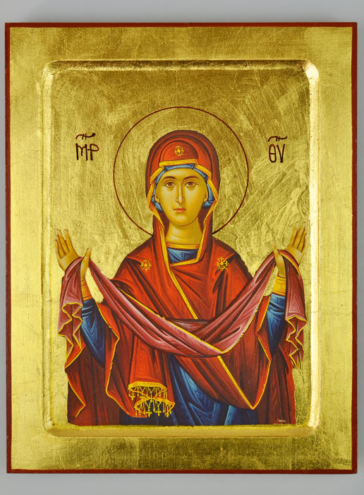 Icône Byzantine Notre Dame Vierge de Protection - 22 cm (pic 2)