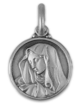 Médaille Vierge Marie au Voile en Argent 925/1000 (pic 1)