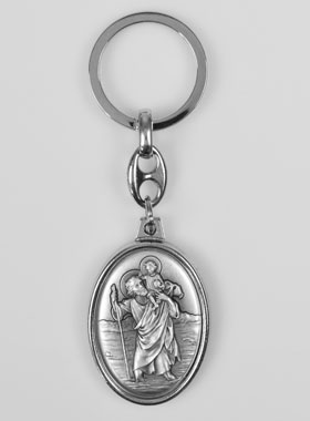 Porte-Clés de Saint Christophe Argenté - 40 mm (pic 1)