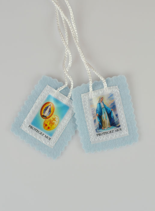 Scapulaire de la Vierge Miraculeuse en Tissu Bleu - 5 cm (pic 2)