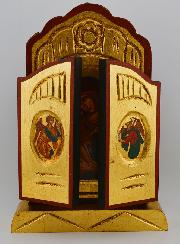 Icône Triptyque Vierge de Vladimir sur Feuille d'Or - 26 cm