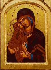 Icône Triptyque Vierge de Vladimir sur Feuille d'Or - 26 cm