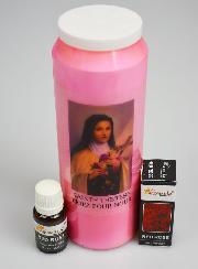 Bougie de Neuvaine à Sainte Thérèse Parfumée Rose