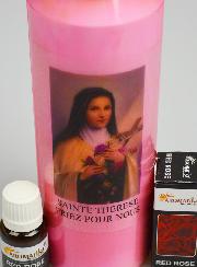 Bougie de Neuvaine à Sainte Thérèse Parfumée Rose