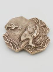 Croix en Bronze Blanc - Le Baptême - 10 cm