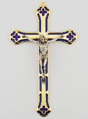 Crucifix Vitrail en Métal Doré - 17cm